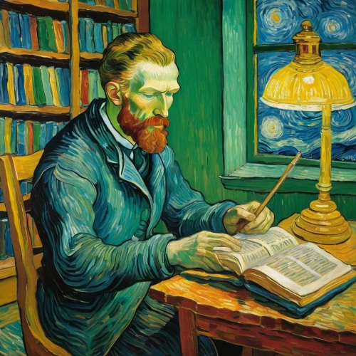 vincent van gogh,vincent van gough,man with a computer,self-portrait,reading magnifying glass,meticulous painting,scholar,painting technique,astronomer,theoretician physician,lev lagorio,artist portrait,author,child with a book,tutor,writing-book,painter,reading,researcher,painting,Art,Artistic Painting,Artistic Painting 03