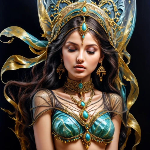 fantasy art,ancient egyptian girl,fantasy portrait,priestess,oriental princess,cleopatra,polynesian girl,the enchantress,mystical portrait of a girl,bodypainting,body painting,belly dance,fantasy woman,warrior woman,headdress,adornments,indian art,radha,indian woman,oriental girl