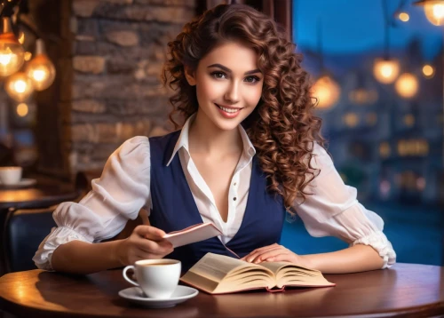 woman drinking coffee,coffee and books,tea and books,woman at cafe,publish a book online,publish e-book online,women's novels,girl studying,barista,women at cafe,writing-book,coffee background,learn to write,correspondence courses,online course,e-book readers,caffè americano,café au lait,author,book glasses,Illustration,Realistic Fantasy,Realistic Fantasy 01