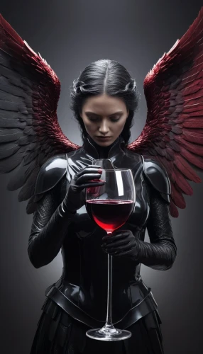 black angel,dark angel,archangel,the archangel,angel of death,angelology,fallen angel,chalice,red wine,female alcoholism,transfusion,communion,a glass of wine,wineglass,angel and devil,drop of wine,lucifer,angels of the apocalypse,wine diamond,winemaker,Photography,Artistic Photography,Artistic Photography 11