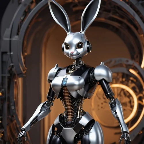 cybernetics,deco bunny,cyber,robotic,metal toys,endoskeleton,white rabbit,gray hare,bunny,biomechanical,easter bunny,metal figure,chat bot,humanoid,rabbit,robotics,rubber doll,chatbot,industrial robot,robot