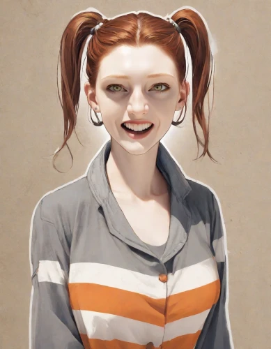 pippi longstocking,a girl's smile,clementine,cinnamon girl,redhead doll,killer smile,waitress,nora,harley quinn,rockabella,vector girl,digital painting,grin,girl portrait,custom portrait,pigtail,gingerbread girl,maci,girl with speech bubble,portrait of a girl,Digital Art,Sticker