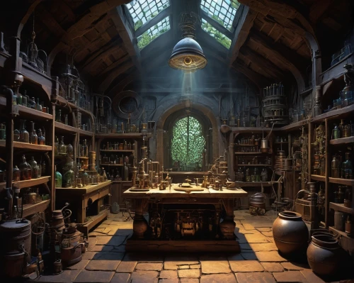 apothecary,potions,bookshelves,alchemy,candlemaker,study room,dandelion hall,bookstore,bookshop,reading room,old library,pharmacy,witch's house,bookshelf,pantry,book store,scholar,cabinetry,wine cellar,laboratory,Conceptual Art,Fantasy,Fantasy 04