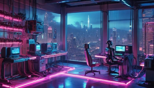 cyberpunk,computer room,the server room,cyber,cyberspace,modern office,computer workstation,sci fi surgery room,computer desk,game room,aesthetic,computer,scifi,futuristic,computer art,neon human resources,computer game,fantasy city,sci-fi,sci - fi,Photography,Documentary Photography,Documentary Photography 35