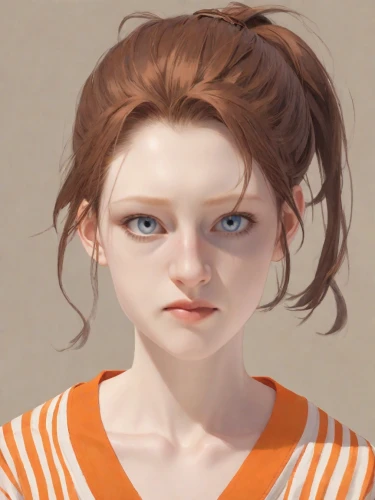 clementine,girl portrait,digital painting,worried girl,lilian gish - female,cinnamon girl,portrait of a girl,child portrait,girl drawing,game character,illustrator,doll's facial features,3d rendered,child girl,orange,vector girl,world digital painting,clove,nora,character animation,Digital Art,Anime