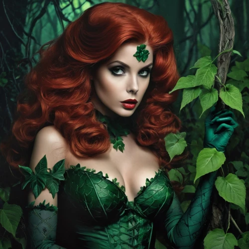 poison ivy,background ivy,ivy,the enchantress,dryad,fantasy woman,fantasy art,fantasy portrait,faery,ariel,rusalka,emerald,in green,faerie,celtic queen,sorceress,merida,green skin,green leaf,fantasy picture,Conceptual Art,Fantasy,Fantasy 34