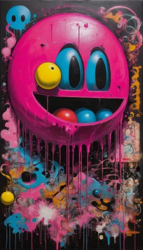 cmyk,graffiti art,pac-man,kirby,graffiti,zao,grafitty,streetart,gumball machine,drips,grafitti,acid lake,spray can,three-lobed slime,blob,pacman,rimy,bubble gum,grafiti,dot,Conceptual Art,Graffiti Art,Graffiti Art 05