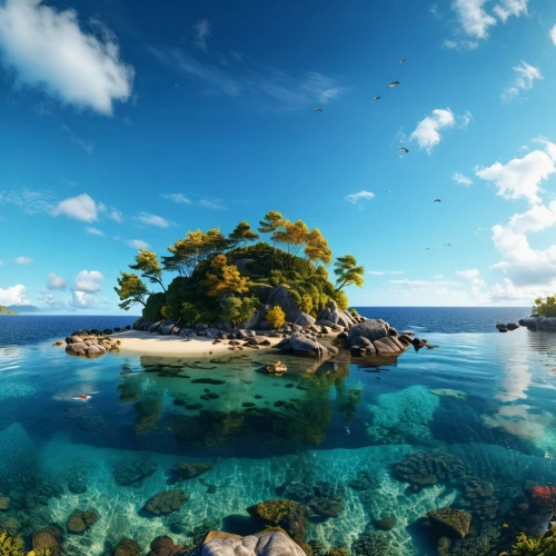 island suspended,floating islands,an island far away landscape,islet,islands,tropical sea,archipelago,underwater oasis,southern island,floating island,tropical island,underwater landscape,lavezzi isles,coastal landscape,uninhabited island,artificial islands,ocean paradise,island,green island,coral reefs,Photography,General,Realistic