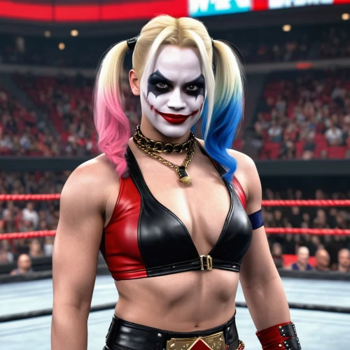 harley quinn,toni,lady honor,harley,catrina,rodeo clown,wrestler,ronda,brie,harlequin,queen of hearts,santana,ffp2 mask,wrestling,maria,veronica,evil woman,eva,kali,horror clown,Photography,General,Realistic