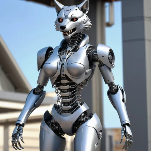 armored animal,3d model,grey fox,alien warrior,humanoid,exoskeleton,metal figure,evangelion eva 00 unit,3d rendered,3d render,cybernetics,liger,armored,gradient mesh,3d figure,chat bot,3d modeling,biomechanical,mammal,drg