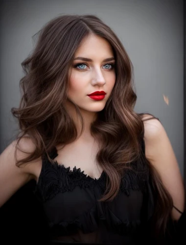 red lips,red lipstick,attractive woman,beautiful young woman,brunette,pretty young woman,beautiful woman,artificial hair integrations,portrait background,young woman,hollywood actress,british semi-longhair,female hollywood actress,dark red,female beauty,romantic look,female model,curly brunette,lace wig,brunette with gift,Common,Common,Photography