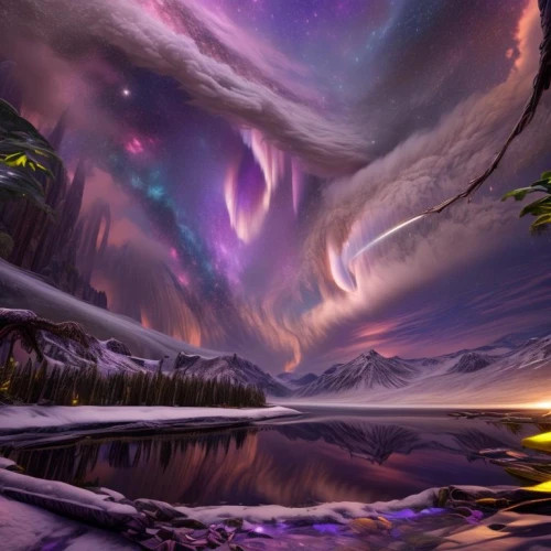 fantasy landscape,northen lights,fantasy picture,the northern lights,purple landscape,northern lights,norther lights,fantasy art,aurora borealis,auroras,northern light,space art,aurora colors,unicorn background,nothern lights,futuristic landscape,landscape background,alien world,northen light,boreal