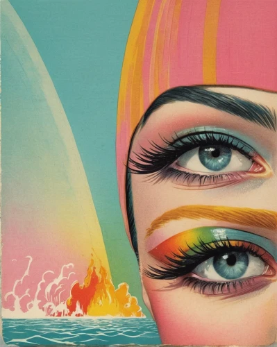 psychedelic art,surrealistic,vintage art,60s,atomic age,vintage illustration,psychedelic,third eye,sirens,women's eyes,japanese wave,abstract retro,cosmic eye,tidal wave,rainbow waves,cool pop art,colourful pencils,italian poster,spectrum,modern pop art,Illustration,Japanese style,Japanese Style 08