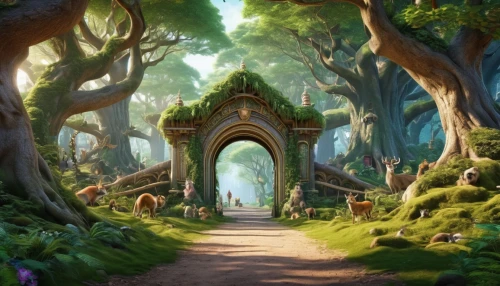 druid grove,elven forest,fairy forest,fairytale forest,forest path,enchanted forest,cartoon forest,cartoon video game background,the mystical path,fairy village,pathway,archway,portal,fairy world,tunnel of plants,the forest,a fairy tale,gateway,northrend,forest glade,Photography,General,Realistic