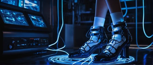 biomechanical,cyber,cyberspace,kayano,cyberpunk,circuitry,dancing shoes,wires,cyber glasses,webs,elektroboot,futuristic,wiring,blue shoes,cybernetics,foot model,witch's legs,electro,neon human resources,connection technology,Illustration,Children,Children 05