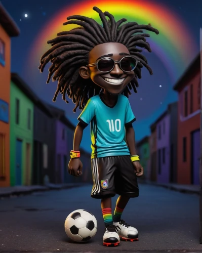 rastaman,footballer,olodum,soccer player,children's soccer,reggae,street football,sun of jamaica,irie,world cup,uefa,fifa 2018,kids illustration,bob marley,football player,globetrotter,soccer ball,city youth,the mascot,footballers,Illustration,Abstract Fantasy,Abstract Fantasy 22