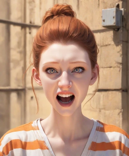 ginger rodgers,clary,pippi longstocking,the girl's face,maci,emogi,gingerman,realdoll,woman face,ginger cookie,cgi,natural cosmetic,ginger,redhead doll,character animation,funny face,cinnamon girl,tilda,twitch icon,ginger nut,Digital Art,Anime