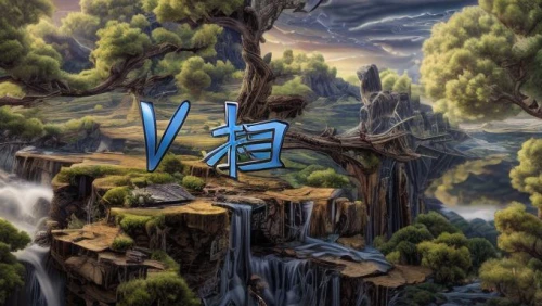 wasserfall,fantasy picture,world digital painting,fantasy landscape,cartoon video game background,elves flight,bridal veil fall,druid grove,fantasy art,chair png,landscape background,camping chair,hunting seat,devilwood,water falls,heroic fantasy,chasm,mountain settlement,falls of the cliff,tower fall,Realistic,Foods,None