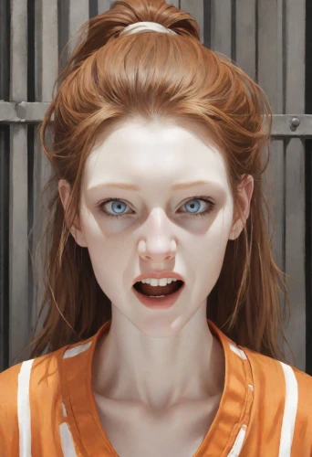 clementine,orange,prisoner,clary,lilian gish - female,queen cage,the girl's face,gingerman,nora,murcott orange,zombie,doll's facial features,realdoll,portrait of a girl,piper,vampire woman,gingerbread girl,vada,orangina,scary woman,Digital Art,Comic