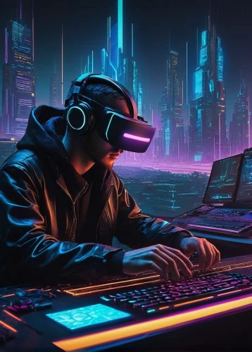 cyberpunk,cyber,cyber glasses,futuristic,80s,cyberspace,electronic,man with a computer,elektroboot,vr,dj,elektroniki,mute,virtual,80's design,electro,old elektrolok,lan,vector,coder,Illustration,Vector,Vector 15