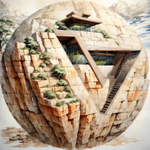 log home,wooden ball,the globe,ball cube,sphere,apple mountain,stone ball,floating island,globe,swiss ball,floating islands,planet eart,terraforming,home of apple,eco-construction,spherical,hashima,tea egg,mushroom island,fir tree ball