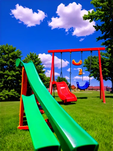 playground slide,outdoor play equipment,swing set,children's playground,play yard,play area,playground,swings,teeter-totter,seesaw,empty swing,wooden swing,child in park,child's frame,playset,garden swing,slides,climbing frame,adventure playground,play tower,Illustration,Retro,Retro 14