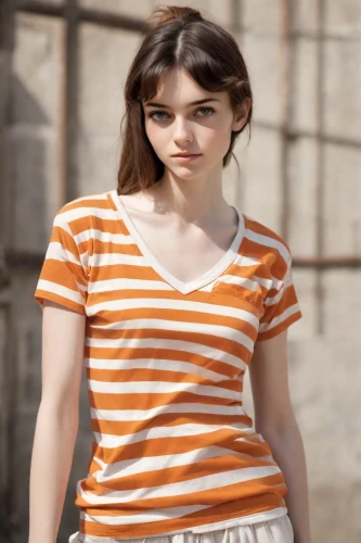 girl in t-shirt,young model istanbul,horizontal stripes,polo shirt,orange,cotton top,striped background,clementine,polo shirts,orange color,colorpoint shorthair,bright orange,isolated t-shirt,tee,liberty cotton,long-sleeved t-shirt,tshirt,pin stripe,clove,pied triller brown,Photography,Natural