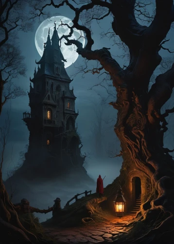 witch's house,witch house,halloween background,the haunted house,halloween wallpaper,halloween scene,haunted house,halloween illustration,haunted castle,halloween and horror,ghost castle,halloween poster,house silhouette,tree house,halloween bare trees,fantasy picture,lonely house,haunted,ancient house,halloween night,Art,Classical Oil Painting,Classical Oil Painting 41