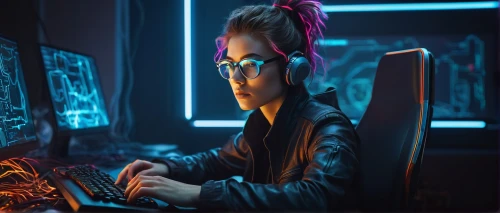 girl at the computer,cyber glasses,cyberpunk,cyber,operator,computer freak,night administrator,man with a computer,hacker,neon human resources,cyber crime,computer business,hacking,women in technology,coder,computer code,computer game,lan,computer,computer program,Art,Classical Oil Painting,Classical Oil Painting 20