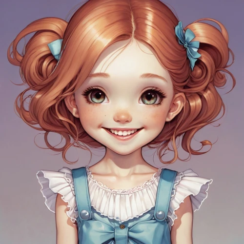 redhead doll,girl portrait,kids illustration,painter doll,child portrait,alice,cute cartoon character,girl doll,fairy tale character,a girl's smile,chibi girl,little girl,doll's head,female doll,digital painting,little girl fairy,child girl,fantasy portrait,doll dress,nora,Illustration,Abstract Fantasy,Abstract Fantasy 11