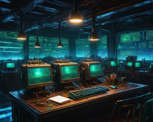 computer room,the server room,computer workstation,transistor checking,game room,laboratory,workbench,working space,computer desk,consoles,teal digital background,cyberpunk,screens,workspace,monitors,computer game,workstation,computer,motherboard,research station,Illustration,Realistic Fantasy,Realistic Fantasy 08