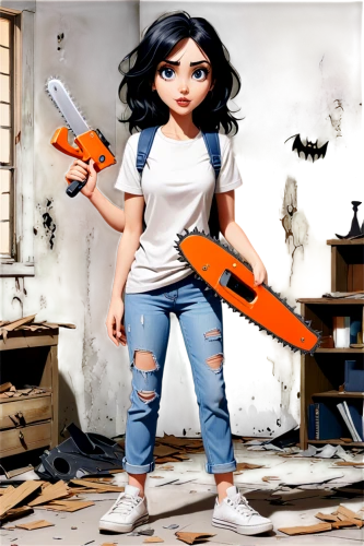 hand saw,handsaw,circular saw,chainsaw,table saws,mitre saws,miter saw,cold saw,fretsaw,resaw,panel saw,girl with gun,repairman,backsaw,female worker,electrical contractor,table saw,girl with a gun,painter doll,power tool,Unique,Design,Character Design