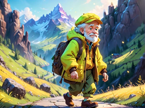 mountain guide,hiker,scandia gnome,gnome,the wanderer,gnome skiing,adventurer,the spirit of the mountains,dwarf sundheim,traveler,mountaineer,gnomes,explorer,wander,wanderer,mountain boots,traveller,geppetto,elderly man,scandia gnomes,Anime,Anime,Cartoon