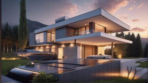 modern house,3d rendering,modern architecture,render,luxury property,smart home,modern style,cubic house,frame house,3d render,smart house,luxury home,beautiful home,house shape,villa,roof landscape,contemporary,luxury real estate,3d rendered,eco-construction,Photography,General,Realistic