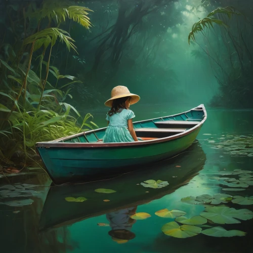 fishing float,boat landscape,canoe,vietnam,canoeing,row boat,backwaters,long-tail boat,little boat,fisherman,kerala,water boat,girl on the boat,dugout canoe,world digital painting,kayak,wooden boat,viet nam,paddling,raft,Conceptual Art,Oil color,Oil Color 12