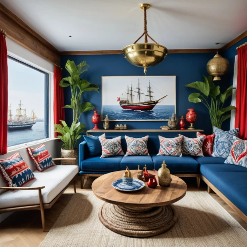 nautical colors,full-rigged ship,royal yacht,east indiaman,houseboat,three masted sailing ship,blue room,nautical,nautical paper,sea sailing ship,sitting room,portuguese galley,apartment lounge,tall ship,decor,maritime,the living room of a photographer,sea fantasy,three masted,pirate ship,Illustration,Vector,Vector 02