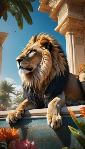 king of the jungle,lion fountain,lion,forest king lion,lion father,leo,lion - feline,skeezy lion,stone lion,simba,lion white,lion capital,lion head,full hd wallpaper,lion number,lion's coach,kingdom,male lion,majestic nature,lion king,Conceptual Art,Fantasy,Fantasy 11