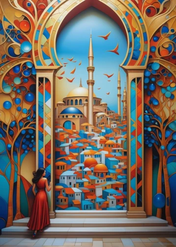 orientalism,arabic background,wall painting,istanbul,mural,mosques,murals,oil painting on canvas,morocco,iranian architecture,tunis,sultanahmet,riad,persian architecture,khokhloma painting,samarkand,portal,the annunciation,grand mosque,iranian nowruz,Photography,General,Realistic