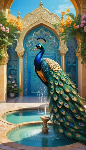 peacock,fairy peacock,blue peacock,bird kingdom,male peacock,an ornamental bird,bird bird kingdom,ornamental bird,peafowl,fantasy picture,birds of the sea,exotic bird,ornamental duck,aquatic bird,water bird,tropical bird,flower and bird illustration,fantasy art,bird in bath,decoration bird,Conceptual Art,Fantasy,Fantasy 03