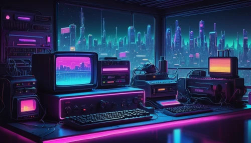 cyberpunk,computer room,80s,cyber,cyberspace,80's design,aesthetic,computer,computer art,retro background,retro styled,computer desk,computer workstation,computer games,computer game,computers,vapor,1980's,neon ghosts,neon,Photography,Documentary Photography,Documentary Photography 18