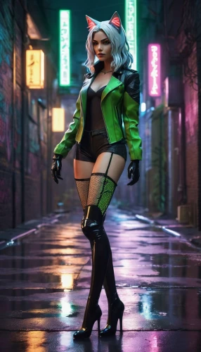 neo-burlesque,harley quinn,femme fatale,marylyn monroe - female,cyberpunk,birds of prey-night,retro woman,cruella,rockabella,marilyn,walking in the rain,poison,city trans,nerve,burlesque,harley,in the rain,hk,hedwig,cruella de ville,Unique,3D,Low Poly