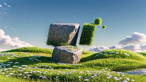 balanced boulder,easter island,aaa,druid stone,wall,cartoon video game background,suitcase in field,block of grass,stonehenge,background with stones,3d fantasy,easter islands,3d background,moai,background image,stone circle,trembling grass,landscape background,patrol,stone background