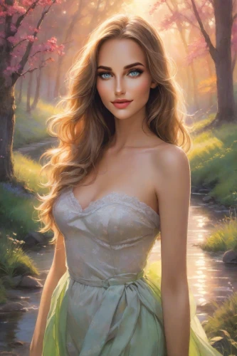 celtic woman,springtime background,spring background,jessamine,fantasy portrait,fantasy picture,spring leaf background,world digital painting,romantic portrait,fantasy art,faerie,portrait background,the blonde in the river,spring blossom,girl in a long dress,romantic look,landscape background,magnolia blossom,magnolia,mystical portrait of a girl,Photography,Realistic