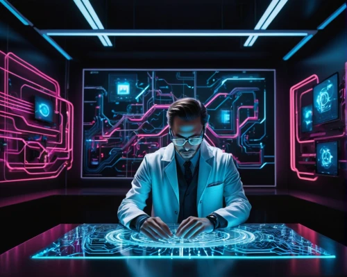 cyber,cyber glasses,cyberpunk,man with a computer,neon human resources,cyberspace,computer room,cybernetics,sci fi surgery room,cybertruck,matrix,dj,digital identity,cyber crime,laboratory,cybersecurity,electro,cyclocomputer,sci fiction illustration,futuristic,Illustration,Abstract Fantasy,Abstract Fantasy 22