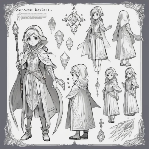 fairy tale character,madeleine,merlin,merida,vexiernelke,hamelin,elven,fairy tale icons,oracle girl,monoline art,concept art,fairytale characters,mezzelune,suit of the snow maiden,the snow queen,noble rose,main character,sorceress,balalaika,comic character,Unique,Design,Character Design