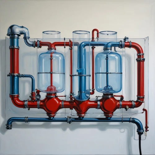 manifold,pipes,valves,pressure pipes,plumbing fixture,gas compressor,tubes,plumbing,cylinders,oxygen cylinder,oil flow,gas pipe,pipes pumping,resuscitator,glass painting,water plant,gas bottles,pipelines,distilled water,apparatus,Illustration,Realistic Fantasy,Realistic Fantasy 24