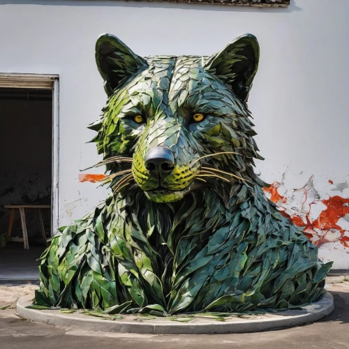 tiger head,a tiger,lion fountain,capitoline wolf,tiger,stone lion,garden decoration,garden sculpture,cão da serra de aires,big cat,public art,forest king lion,bear kamchatka,wood art,green animals,alligator sculpture,great bear,yard art,tigers,athens art school,Conceptual Art,Graffiti Art,Graffiti Art 02