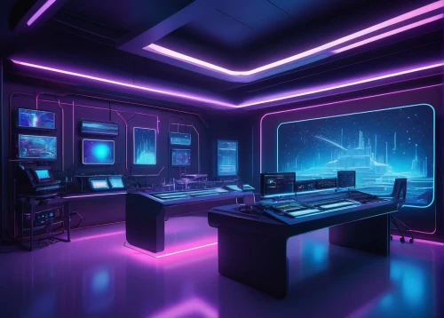 computer room,ufo interior,sci fi surgery room,game room,the server room,neon human resources,3d background,computer desk,working space,computer workstation,cyberspace,cyber,neon coffee,study room,3d render,modern office,80's design,cyberpunk,nightclub,neon light,Art,Classical Oil Painting,Classical Oil Painting 11