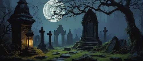 graveyard,tombstones,old graveyard,halloween illustration,halloween background,gravestones,burial ground,grave stones,necropolis,haunted cathedral,resting place,cemetary,halloween wallpaper,halloween scene,grave light,sepulchre,graves,cemetery,gothic,forest cemetery,Conceptual Art,Sci-Fi,Sci-Fi 23