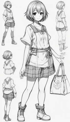 chara,school clothes,cute clothes,fashionable clothes,fashionable girl,skort,clothes,short,summer clothing,concept art,school skirt,sewing pattern girls,scribbles,studies,schoolgirl,clothing,a uniform,bulli,potato character,piko,Unique,Design,Character Design